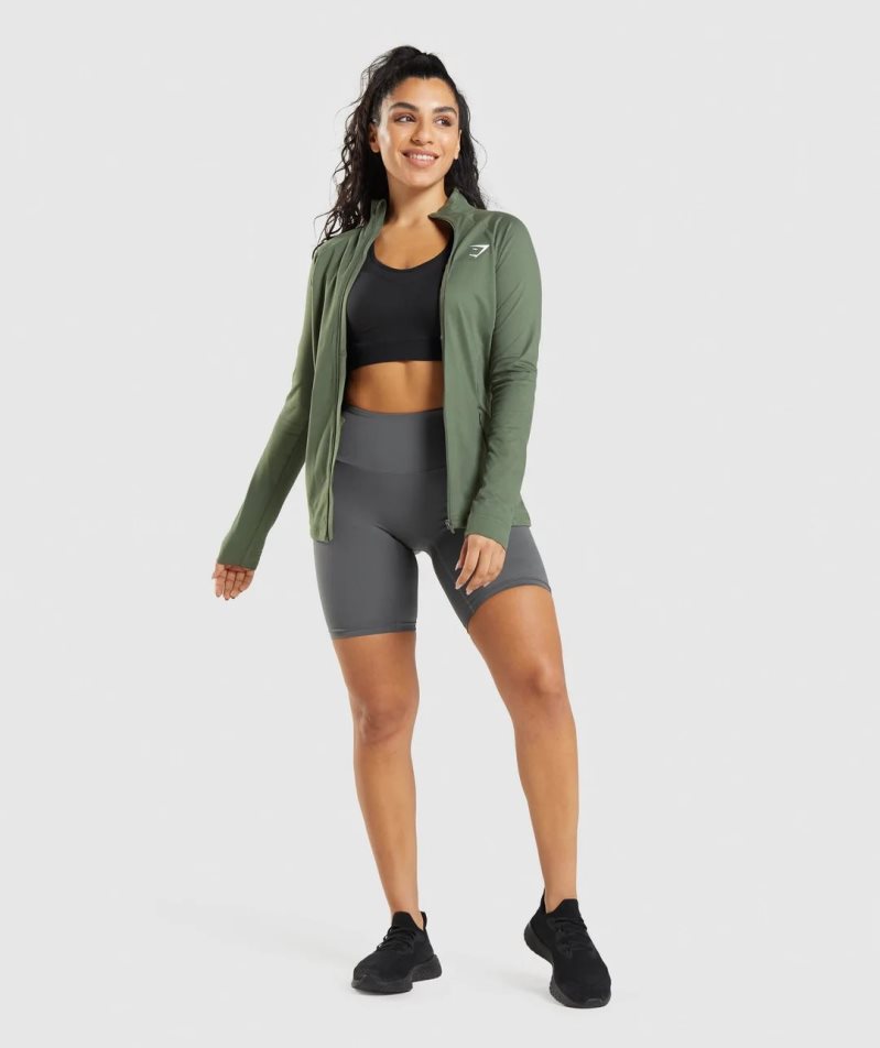 Women's Gymshark Training Jackets Olive | CA D61783